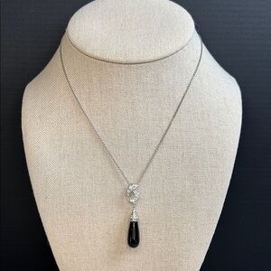 925 Silver and Onyx Pendant Necklace stamped WB